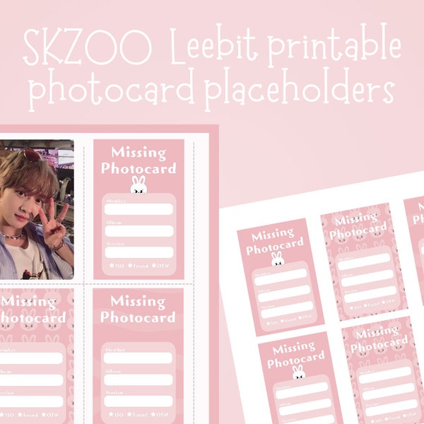 SKZOO Leebit Printable Photocard Placeholders