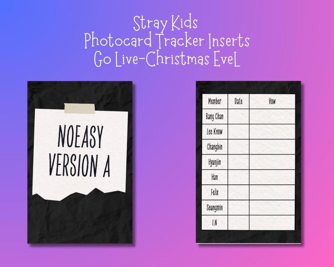 Stray Kids Photocard Tracker Inserts Go Live-christmas Evel - Etsy