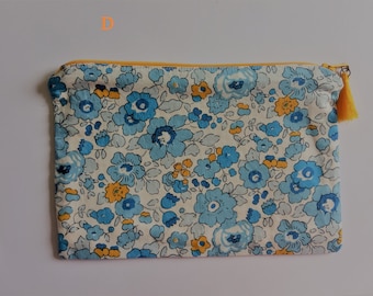 Pochette en tissu liberty - liberty betsy, liberty mabelle, liberty wilshire