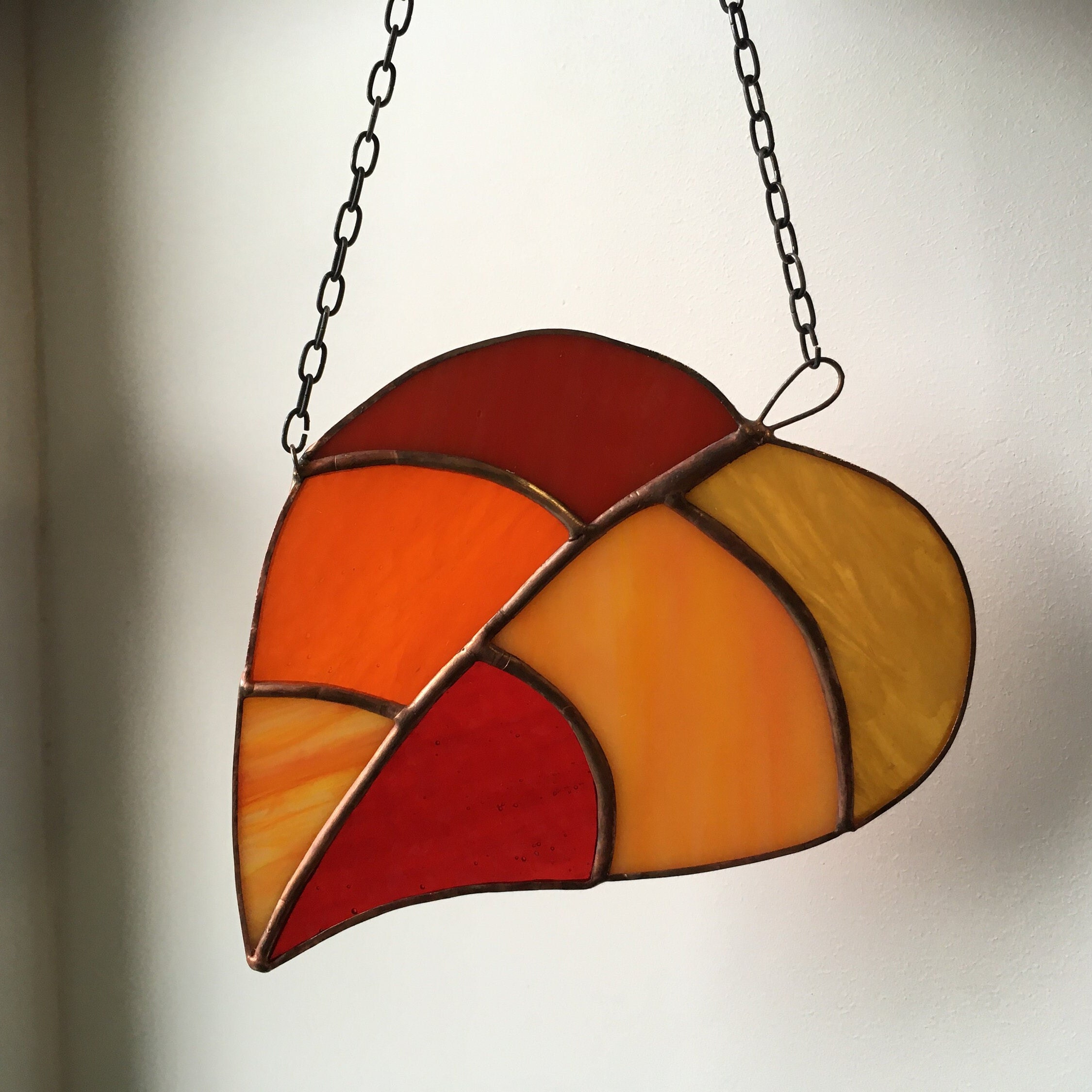 Leaves Stained Glass Suncatchers Set of Two Leaves Stained Etsy UK