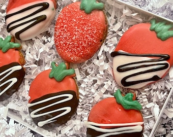 1/2 Dozen Decadent Strawberry Dog Treats - Valentines Day Dog Treat- Cute Dog Treats