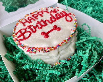 BIG Red Happy Birthday Doggie Cake / Birthday Dog biscuits/ Happy Gotcha Day Decorated Dog Treats