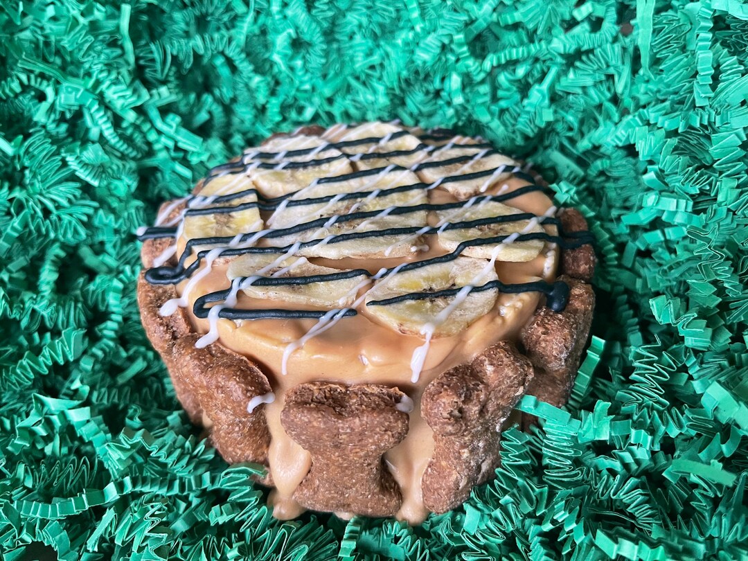 Peanut Butter & Banana Dog Treat Cake Yogurt Banana Dog Treat Cake
