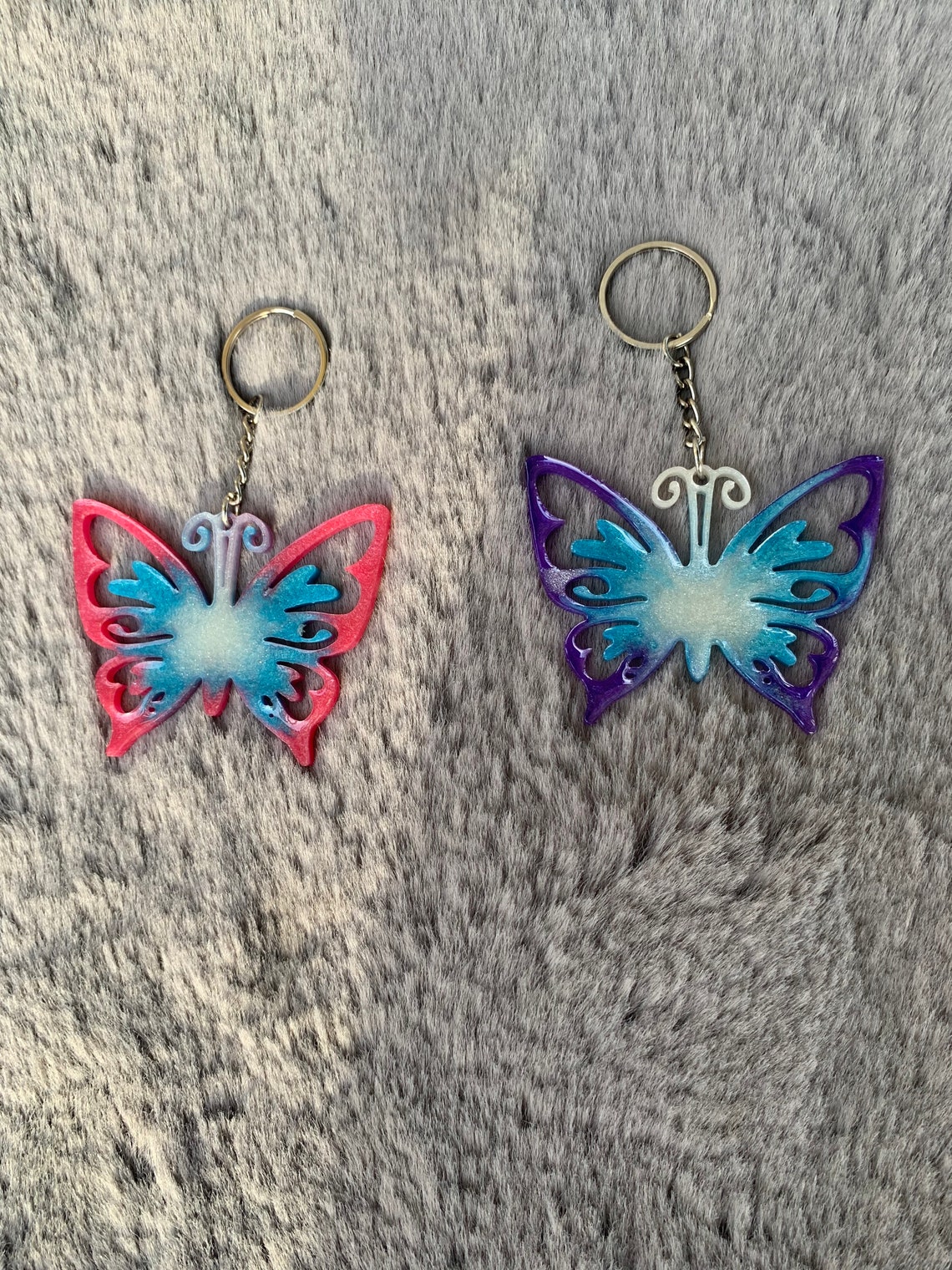 Butterfly Resin Keychain Etsy