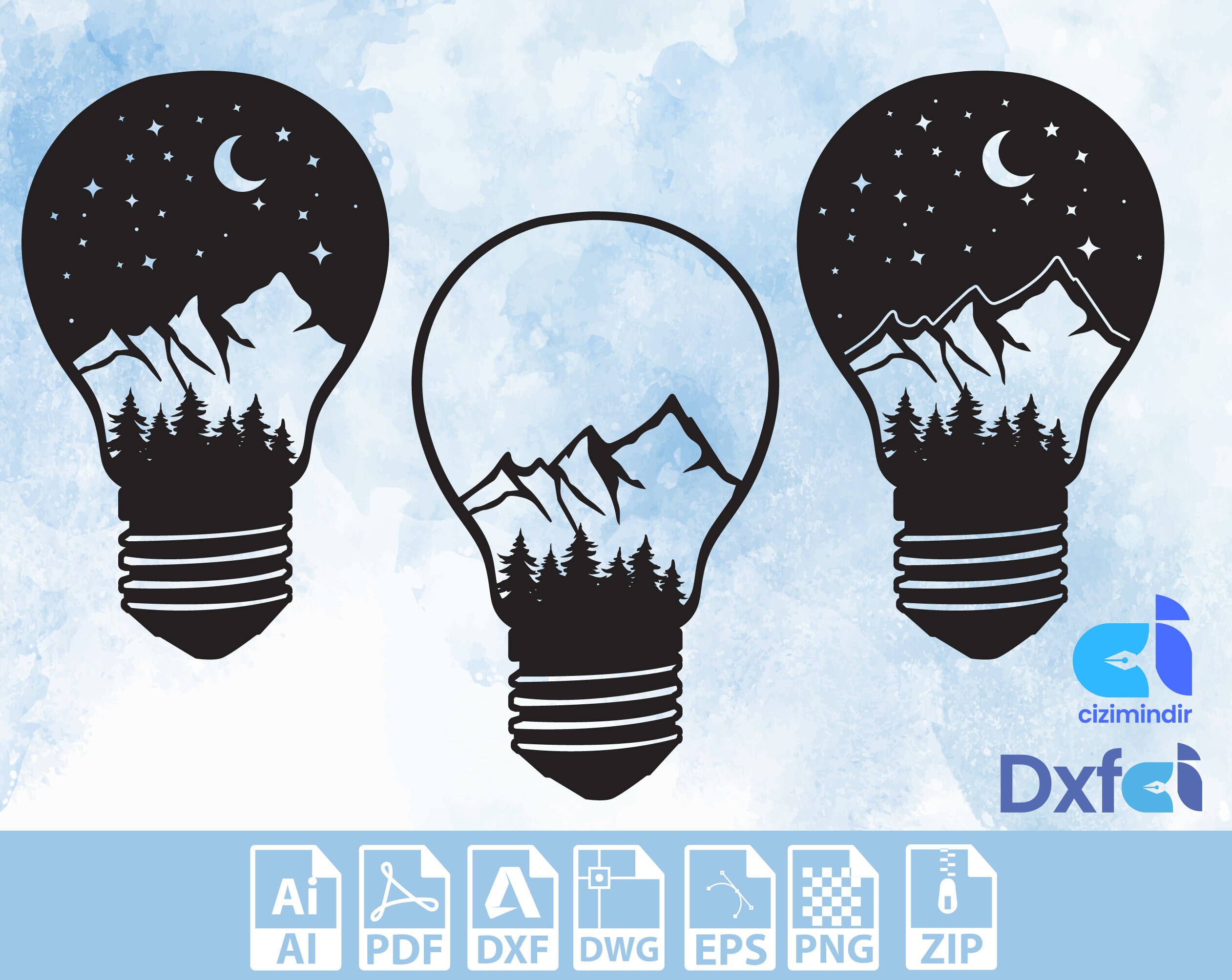 Glühbirne Mountain Design SVG,DXF Bulb Mountain Vector, Glühbirne Clipart,  Glühbirne Silhouette, Glühbirne Cut File, Glühbirne Cricut - Etsy Österreich, image size:2523x2008