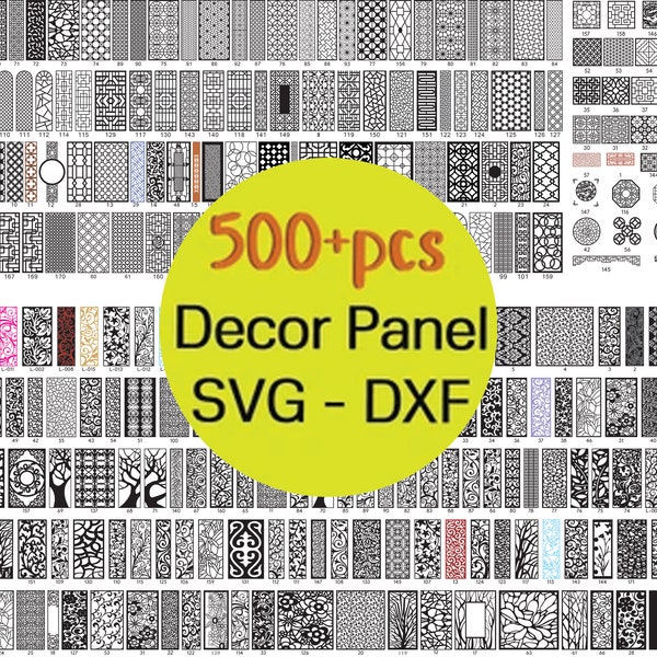 Kolekcja paneli 500 + plików cnc Panel DXF SVG, biblioteka sztuki Lightburn do cięcia laserowego cnc plazmowego, pliki wycinane laserowo, wzory cnc Stenci