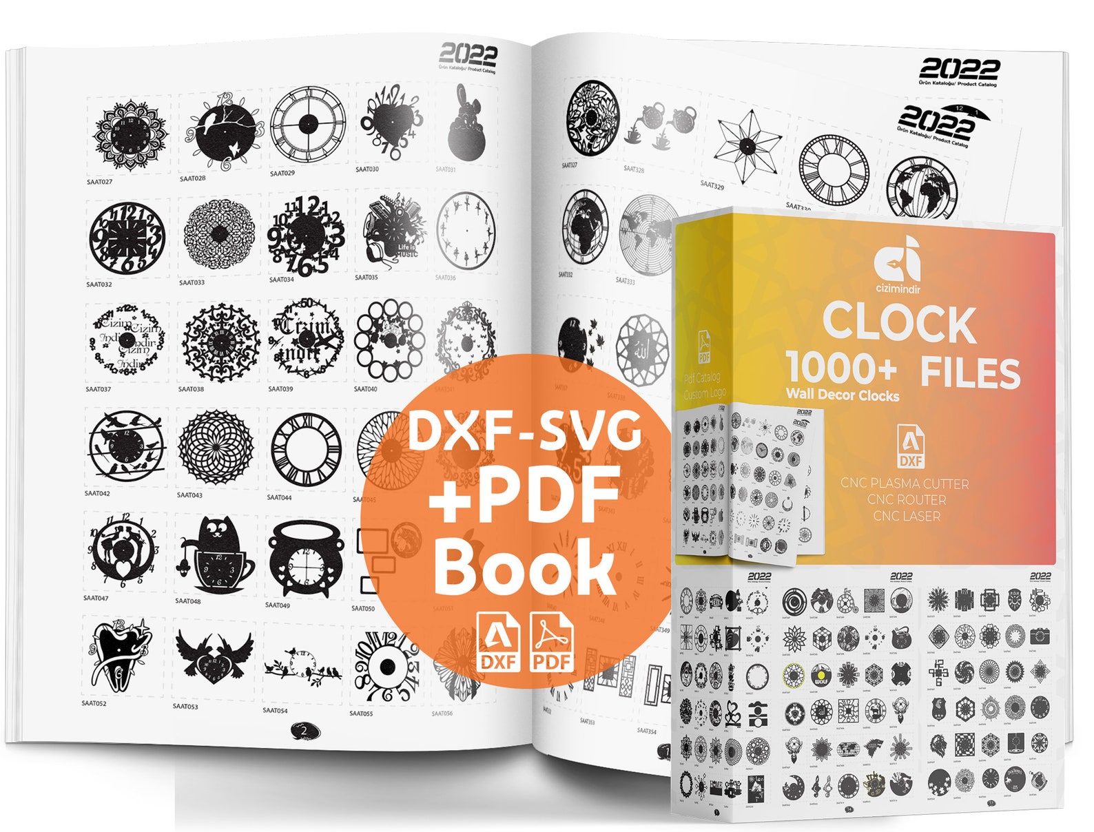 Simple Clock Dxf Files Wall Clock Svg DXF Files 1000+pcs Collection +pdf Catalog Drawing File ...