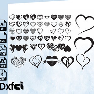 HEART Bundel SVG, HEART Doodle Svg, Heart Svg Cut Files For Cricut, Heart Clipart, Hand Drawn Heart Svg