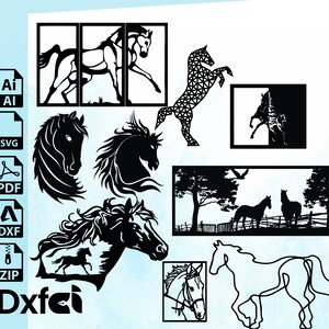 Horse Bundel  Horse Panel Dxf, Svg, Digital Download, laser cut, cnc cutting, files, cricut, clipart, engraving, silhouette, vector