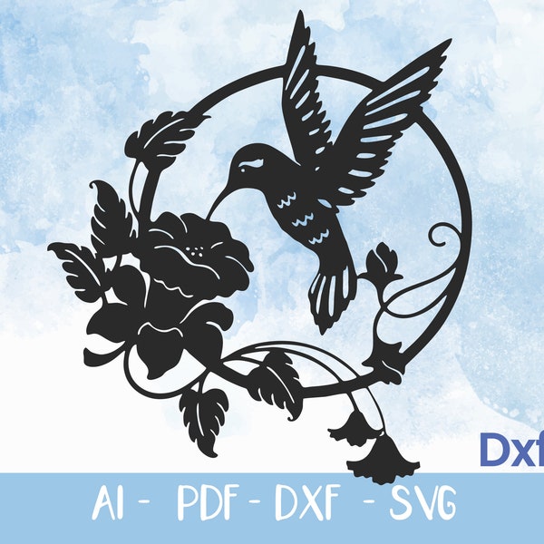 Hummingbird Dxf File, Hummingbird, Bird dxf, Dxf, Svg, Eps, Png files, Laser Cut, Plasma Cut, Router, Cricut, Vector Files, Metal, Plywood