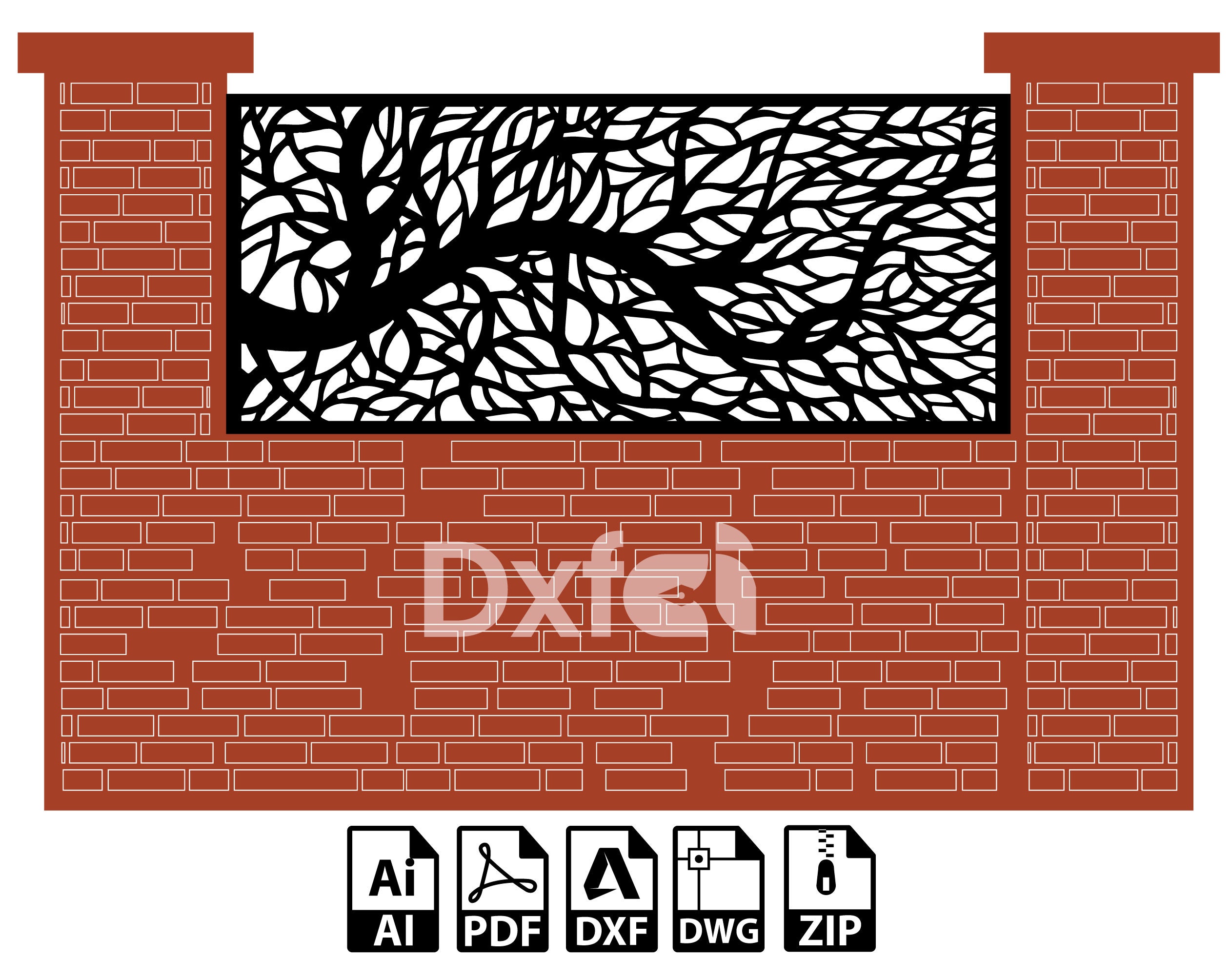 Tree Panels DXF Leafs Set, Tree Panel, Floral Patterns, Tree Wall Art ...