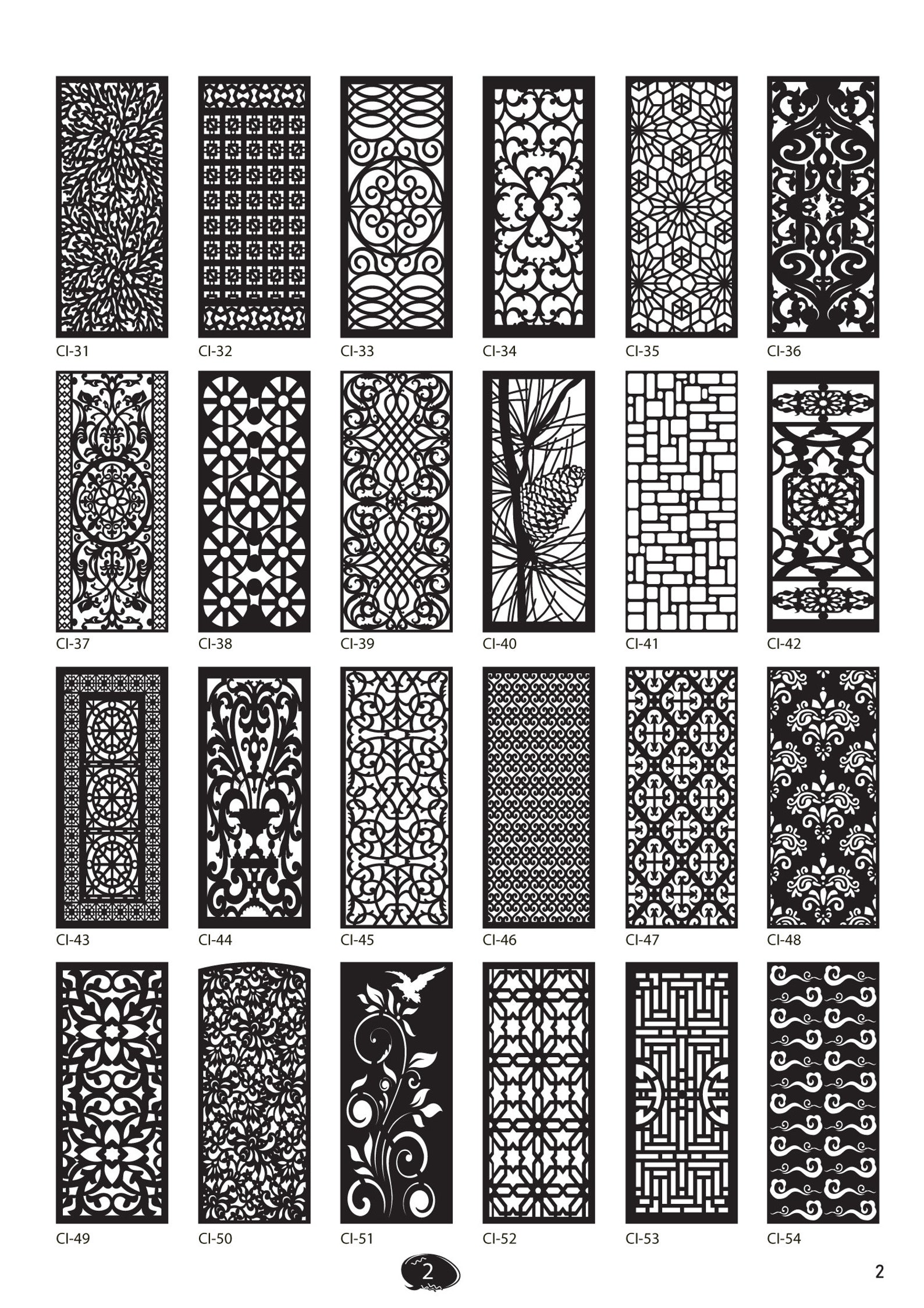 Screen Pattern Collection 1, 54 Pcs Panel Dxf Files Various Pattern ...