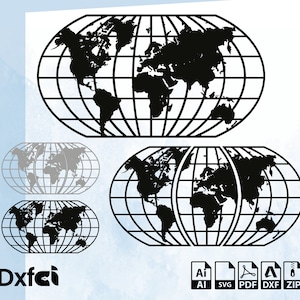Welt Karte SVG Karten Dekor Wand Kunst Laser Cuts , SVG, Dxf, Laser schneiden , CNC Fräser, Digital, Vektor Dateien