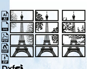 Paris Eiffel Tower Laser Cut Files, SVG DXF CNC (Digital Download)