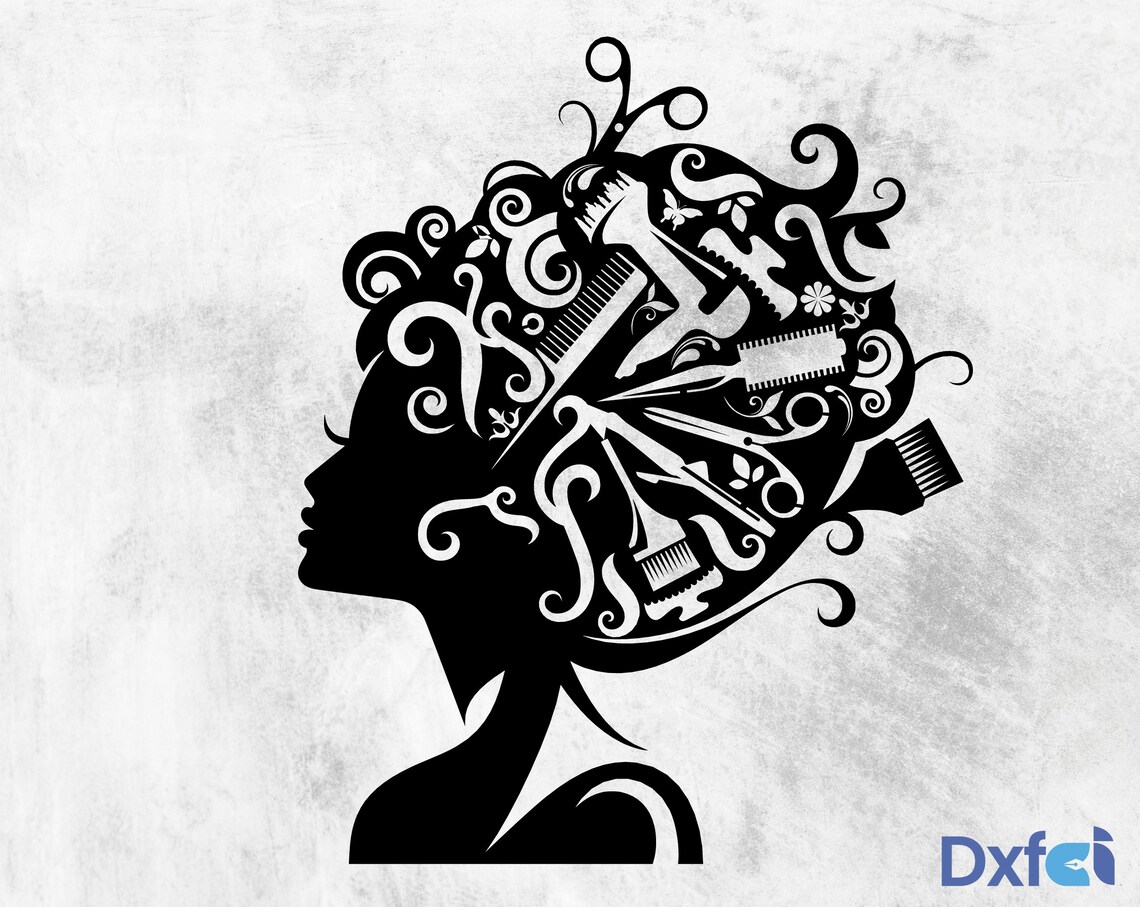 Femme Coiffeuse Svg Laser Cut Dxf Files Coiffeur Coiffeur Décoration ...