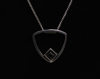 Vintage Silver Pendant with smokey quartz stone, thought to be Finland 1960s