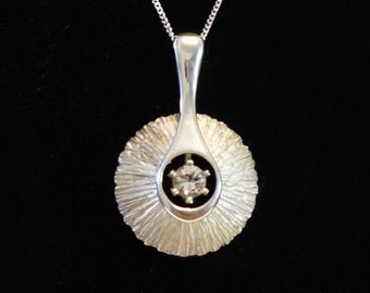 Modernist Silver and Rock Crystal Pendant, Turun Hopea, Finland