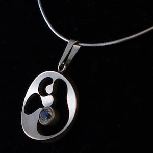 Beautiful Silver pendant with rock crystal, designed by Karl Laine for FinnFeelings, Finland (1970s)