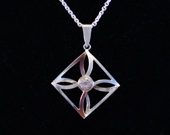 Modernist Silver pendant with Clear Rock Crystal stone - Kultaseppa Salovaara