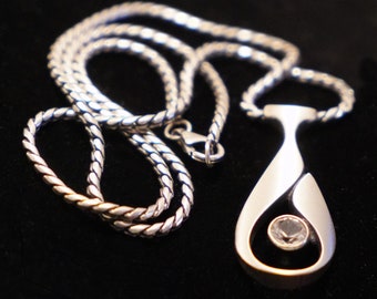 Silver pendant/necklace with rock crystal from Finland
