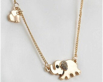 Crystal Elephant Chain Necklace - Etsy 