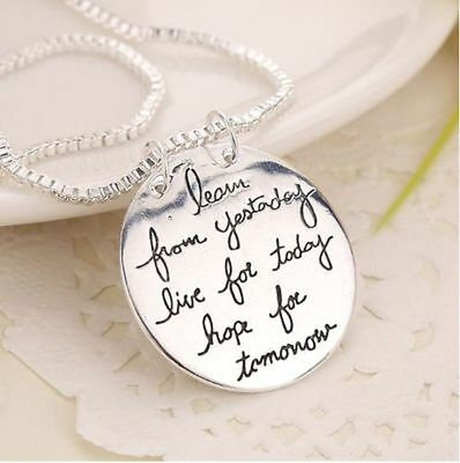Learn From Yesterday Live for Today Hope for Tomorrow Pendant Necklace ...