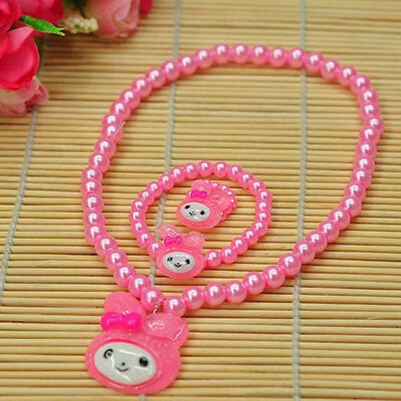 Child Girl Kids Pink Plastic Pearl 