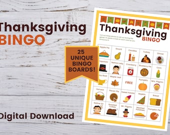 Instant-Download Thanksgiving Bingo Game | Kids Thanksgiving Games | Harvest Fun | Classroom Bingo