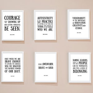 Brené Brown Quotes Set, Dare to Lead, Printable Quote, Wall Art, House Warming Gift, Inspirational