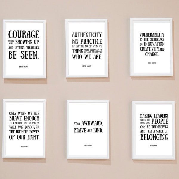 Brené Brown Quotes Set, Osez diriger, Citation imprimable, Art mural, Cadeau de réchauffement de la maison, Inspirant