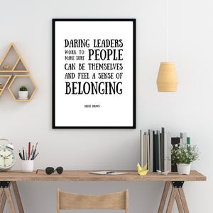 Daring Leaders, Brené Brown Quote, Empowering, Wall Art, Inspirational, Office Decor Poster