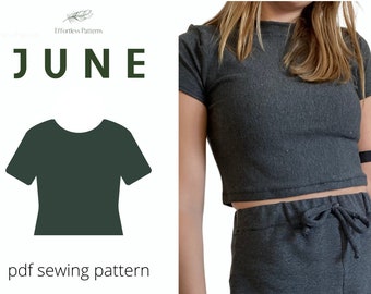 JUNE T-Shirt Easy Sewing Pattern A4 Letter | PDF Download Lounge Wear Sleep Wear Sewing Patterns | Modern Sewing Patterns | Schnittmuster