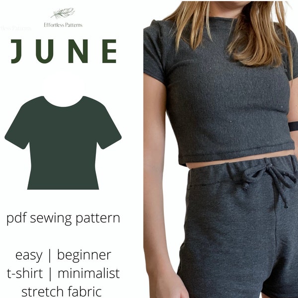 JUNE T-Shirt Easy Sewing Pattern A4 Letter | PDF Download Lounge Wear Sleep Wear Sewing Patterns | Modern Sewing Patterns | Schnittmuster