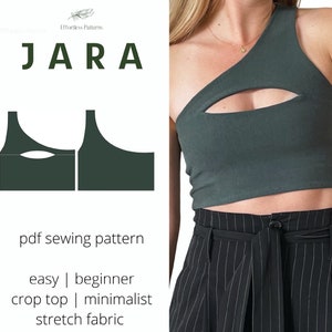 JARA Crop Top Costura Padrão A4 Carta PDF | Parte superior da colheita fora do ombro cortada | Chique minimalista | Verão 2021 | Baixar | Schnittmuster