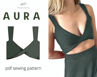 AURA Crop Top Sewing Pattern A4 Letter pdf | Twisted Crop Top | Minimalist Chic Sustainable | Summer 2021 | PDF Download