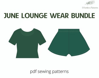 JUNE Shorts and T-Shirt Bundle Set Easy Sewing Pattern A4 Letter | PDF Download Lounge Wear Sleep Wear | Modern Sewing Patterns