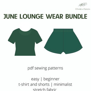 JUNE Shorts and T-Shirt Bundle Set Easy Sewing Pattern A4 Letter | PDF Download Lounge Wear Sleep Wear | Modern Sewing Patterns