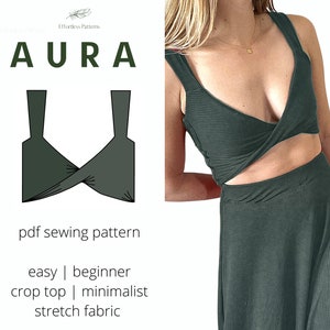 AURA Crop Top Sewing Pattern A4 Letter pdf | Twisted Crop Top | Minimalist Chic Sustainable | Summer 2021 | PDF Download