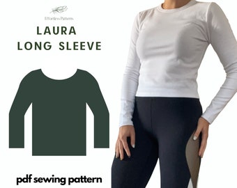 Easy Long Sleeve Shirt Sewing Pattern A4 Letter | PDF Download Lounge Wear Sleep Wear | Modern Sewing Patterns | Schnittmuster