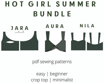 Hot Girl Summer Crop Top Sewing Pattern Bundle Set A4 Letter PDF | Off Shoulder | Wrap | Minimalist Chic Sustainable | Schnittmuster