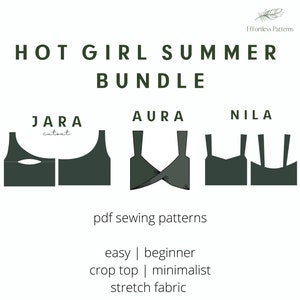 Hot Girl Summer Crop Top Patrón de costura Conjunto A4 Carta PDF / Fuera del hombro / Envoltura / Minimalista Chic Sostenible / Schnittmuster