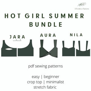 Hot Girl Summer Crop Top Sewing Pattern Bundle Set A4 Letter PDF | Off Shoulder | Wrap | Minimalist Chic Sustainable | Schnittmuster