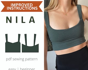 NILA Crop Top Sewing Pattern A4 Letter | NEW Instructions | PDF Summer Top Sewing Pattern | Modern Sewing Pattern
