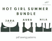 Hot Girl Summer Crop Top Sewing Pattern Bundle Set A4 Letter PDF Off Shoulder Wrap Minimalist Chic Sustainable Schnittmuster
