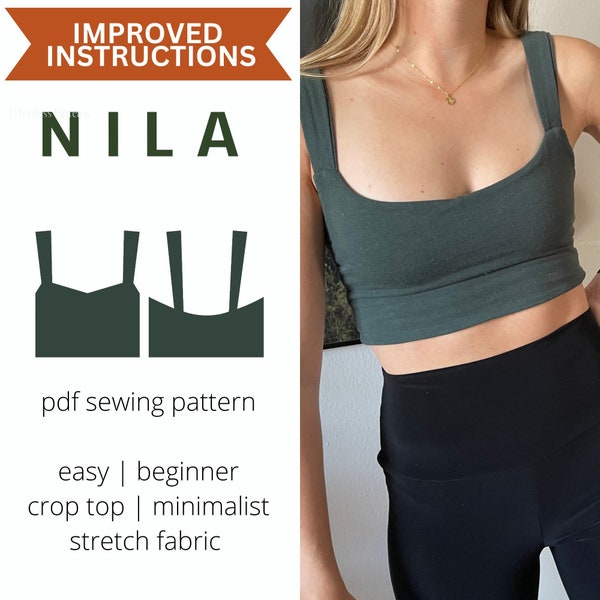 NILA Crop Top Sewing Pattern A4 Letter | NEW Instructions | PDF Summer Top Sewing Pattern | Modern Sewing Pattern