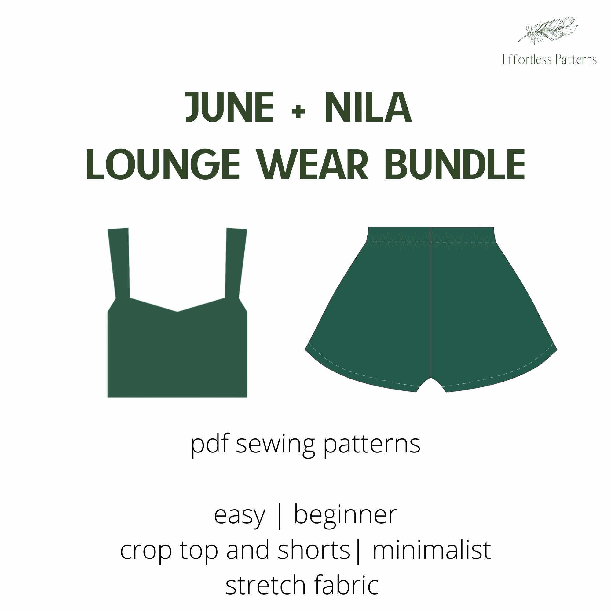 JUNE Shorts + NILA Crop Top Bundle Set Easy Sewing Pattern A4 Letter …