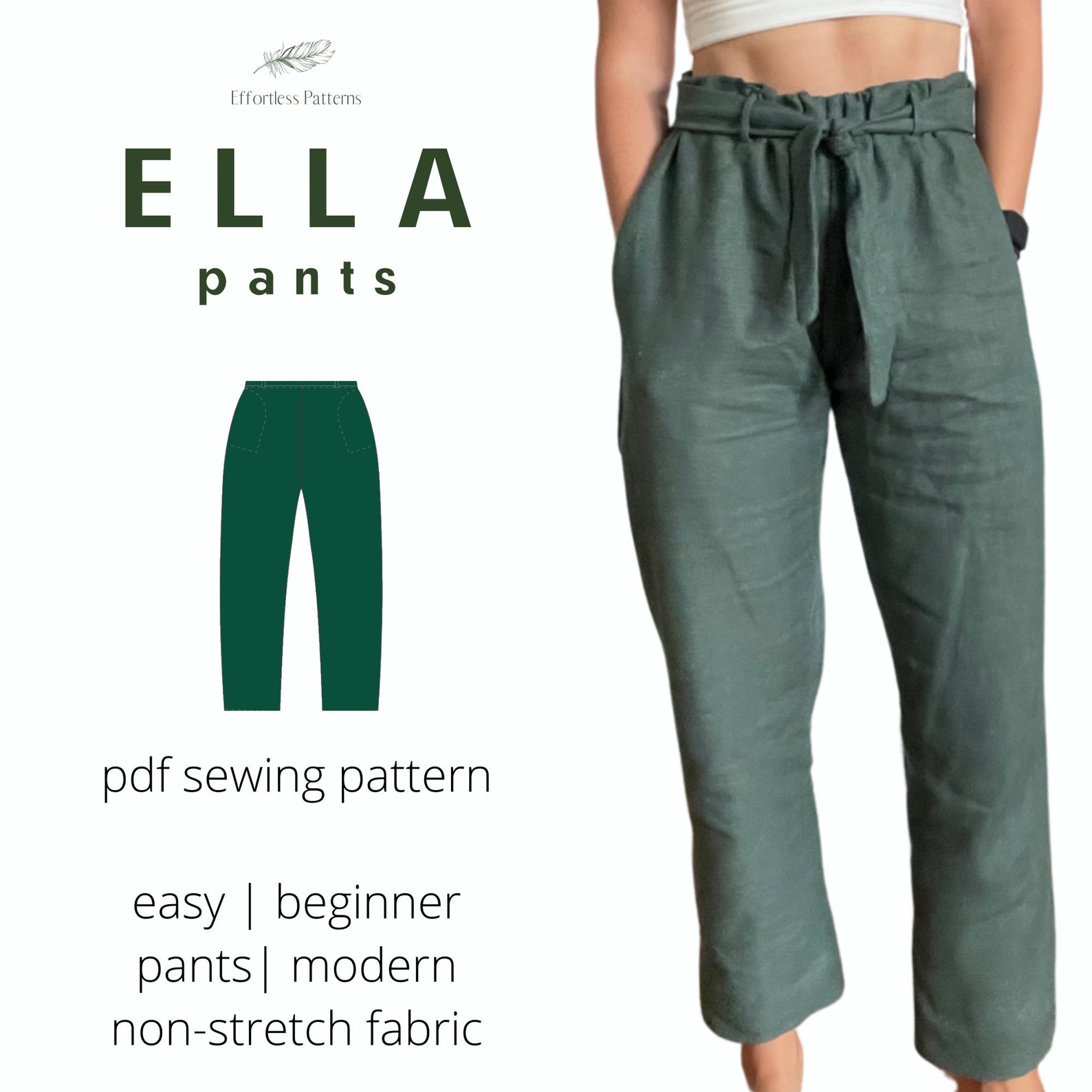 ELLA Linen Pants Sewing Pattern A4 Letter Straight Leg Etsy Australia
