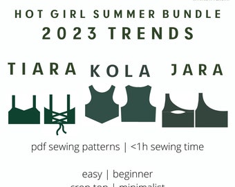 2023 Trends Crop Top Sewing Pattern Bundle Set A4 Letter PDF | Off Shoulder | Triangle | Minimalist Chic Sustainable | Schnittmuster