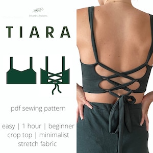 TIARA Crop Top Open Back Strap Patrón de costura A4 Carta / PDF Patrón de costura top de verano / Patrones de costura modernos / Schnittmuster