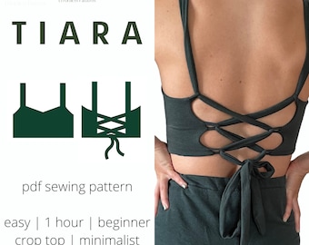 TIARA Crop Top Open Back Strap Sewing Pattern A4 Letter | PDF Summer Top Sewing Pattern | Modern Sewing Patterns | Schnittmuster